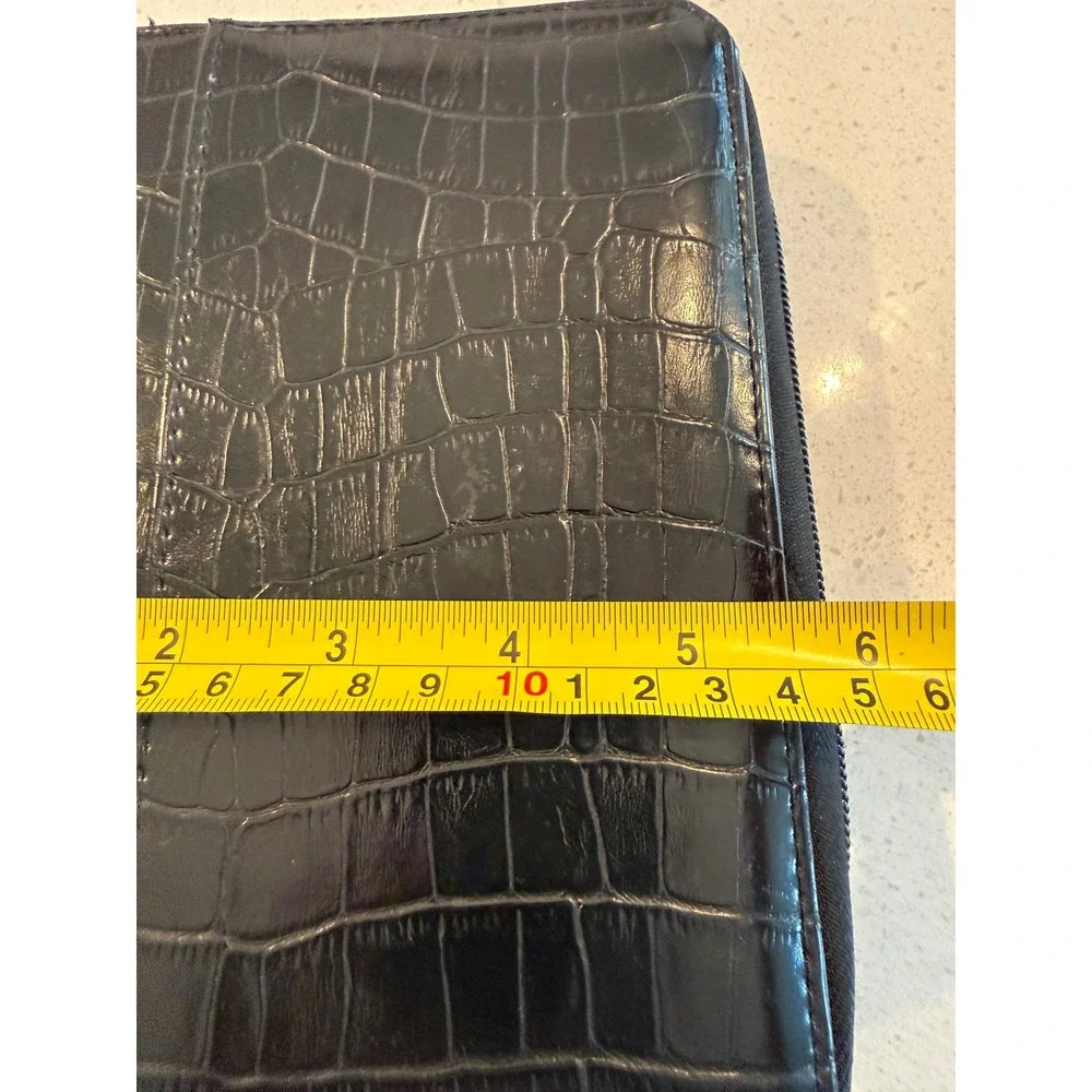 Mundi Mundex Black Faux Crocodile Zip Around Daily Planner Organizer Binder